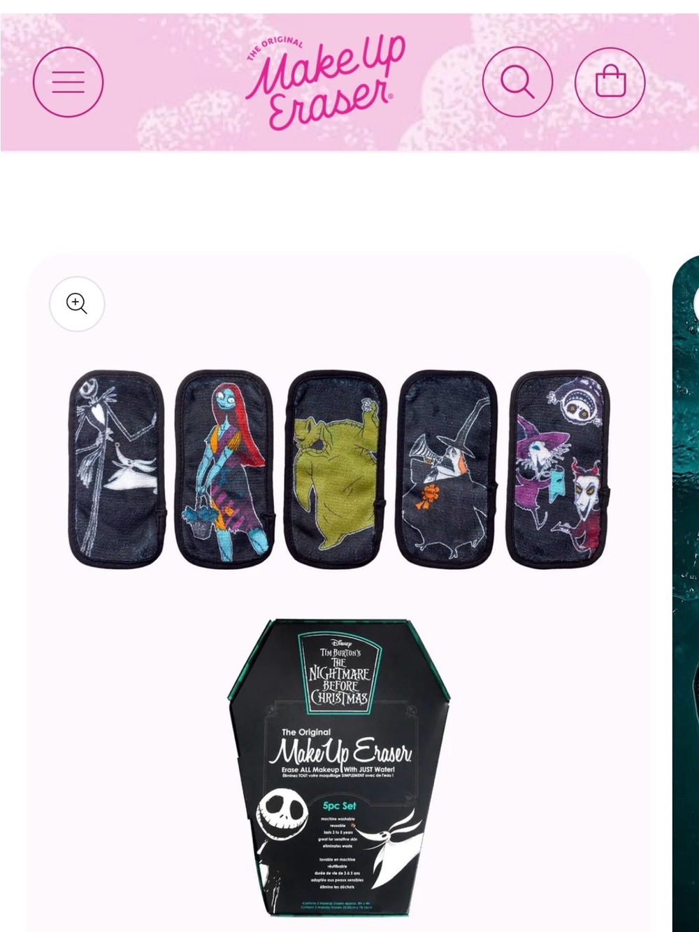 NWT Disney Nightmare Before Christmas MakeUp Eraser 5pc Coffin Gift Set